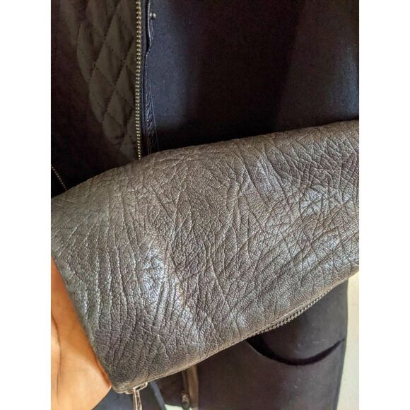 Mackage Moto Coat Jacket Women's Size XS Black Wool Leather Winter Quilted Chic - Picture 15 of 16
